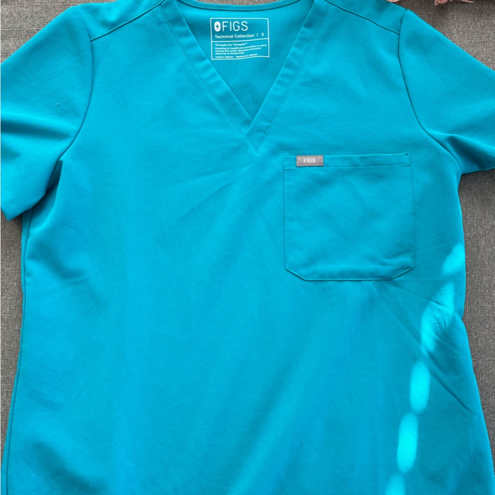 Figs Teal Scrub Top